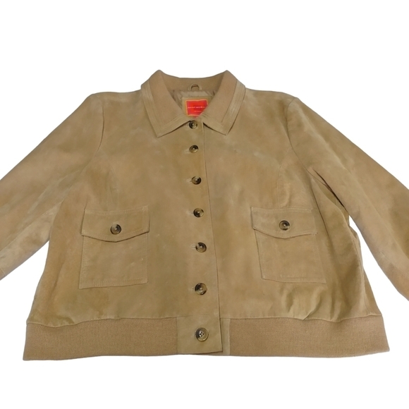 Vintage Isaac Mizrahi Women's Light Brown Genuine Leather Jacket Size XXL - Picture 3 of 11